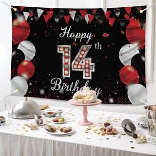 Foto 6 | Foto 6 | Telón De Fondo Para Pancarta De Cumpleaños Joyky Feliz Cumpleaños Número 14 - Venta Internacional.