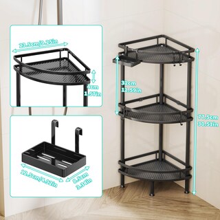 Foto 5 | Foto 5 | Carrito De Ducha Hapirm Standing Corner 3 Niveles Acero Inoxidable Negro - Venta Internacional.