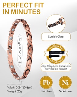 Foto 5 | Foto 5 | Pulsera De Cobre Feraco Para Mujer 99.99% De Cobre Macizo En Forma De X - Venta Internacional.