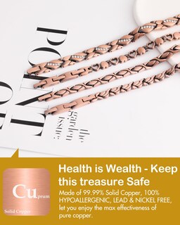 Foto 6 | Foto 6 | Pulsera De Cobre Feraco Para Mujer 99.99% De Cobre Macizo En Forma De X - Venta Internacional.
