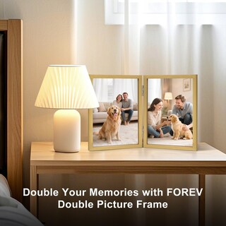 Foto 2 | Foto 2 | Marco De Fotos Forev De Madera Doble Con Bisagras 5 X 7 Pulgadas Dorado Con Soporte - Venta Internacional.