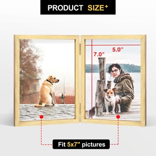 Foto 5 | Foto 5 | Marco De Fotos Forev De Madera Doble Con Bisagras 5 X 7 Pulgadas Dorado Con Soporte - Venta Internacional.