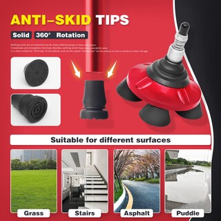 Foto 4 | Foto 4 | Bastón Bigalex Plegable Con Luz Led Ajustable Rojo - Venta Internacional.