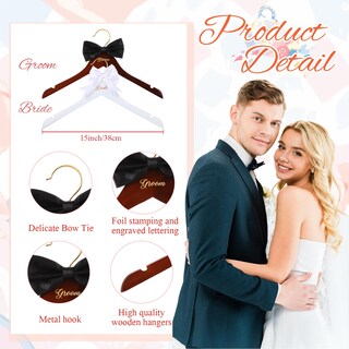 Foto 2 | Foto 2 | Set De Perchas Para Vestidos De Novia Beeveer Bride And Groom Wood - Venta Internacional.