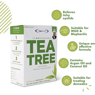 Foto 2 | Foto 2 | Toallitas Para Párpados The Eye Doctor Con Aceite De Árbol De Té X80 Para Blefaritis - Venta Internacional.