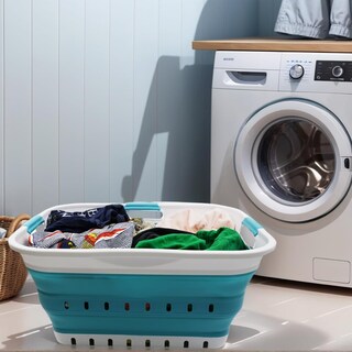 Foto 2 | Foto 2 | Cesto Para Ropa Sucia Sammart Plástico Plegable 42 L Blanco/azul - Venta Internacional.