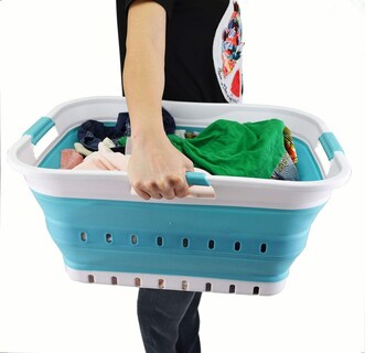 Foto 7 | Foto 7 | Cesto Para Ropa Sucia Sammart Plástico Plegable 42 L Blanco/azul - Venta Internacional.