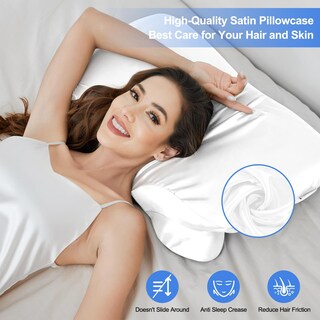Foto 2 | Foto 2 | Paquete De 2 Fundas De Satén Para Almohada Cervical Zelimun Color Blanco - Venta Internacional.