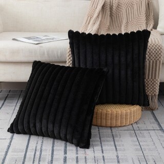 Foto 1 | Foto 1 | Fundas De Cojín Zlina De Piel Sintética Negra A Rayas De 40 X 40 Cm - Venta Internacional.