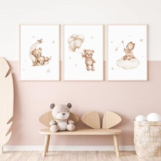 Foto 4 | Foto 4 | Set De Decoración De Pared Sobre Lienzo Bear Nursery Baccone  30 X 40 Cm X 3 - Venta Internacional.