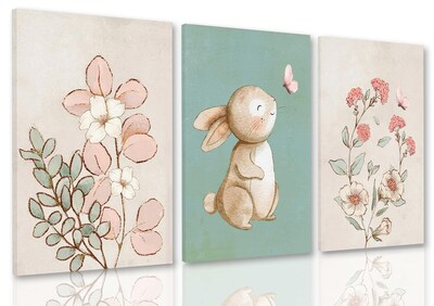 Foto 1 | Foto 1 | Set De Decoración De Pared Para Habitación Infantil Enmarcado Dytila Pink Flower Botanical - Venta Internacional.
