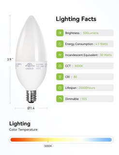Foto 4 | Foto 4 | Bombilla Led Tubicen Regulable E12 4 5 W 3000 K Blanco Cálido Paquete De 2 - Venta Internacional.