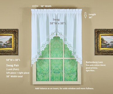 Foto 2 | Foto 2 | Curtain Today's Heirloom Battenberg Con Ojales 38 Pulgadas Color Blanco - Venta Internacional.