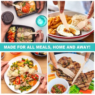 Foto 6 | Foto 6 | Juego De Cubiertos De Madera Desechables Ezylinker 150 Unidades - Venta Internacional.