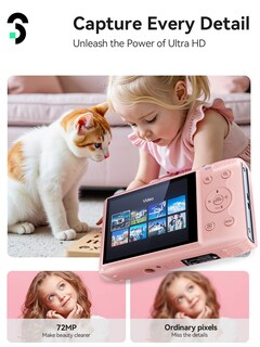 Foto 3 | Foto 3 | Cámara Digital Soomfon Max 72mp Point And Shoot Kids Rosa - Venta Internacional.