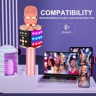 Foto 3 | Foto 3 | Micrófono De Karaoke Bonaok Bluetooth Inalámbrico Q78 Con Led Rose - Venta Internacional.