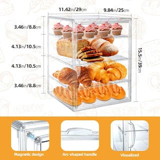 Foto 2 | Foto 2 | Vitrina De Pastelería De 4 Niveles Para Fiestas De 39 4 X 29 X 24 9 Cm Con Puerta Magnética - Venta Internacional.