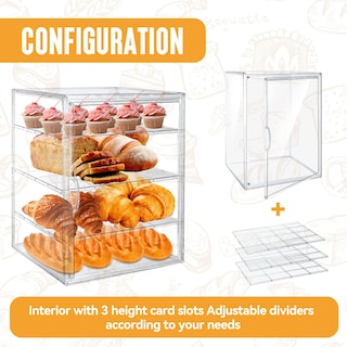 Foto 3 | Foto 3 | Vitrina De Pastelería De 4 Niveles Para Fiestas De 39 4 X 29 X 24 9 Cm Con Puerta Magnética - Venta Internacional.