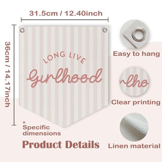 Foto 7 | Foto 7 | Banner De Lino Lacama Long Live Girlhood Para Decoración De Habitación De Niña - Venta Internacional.