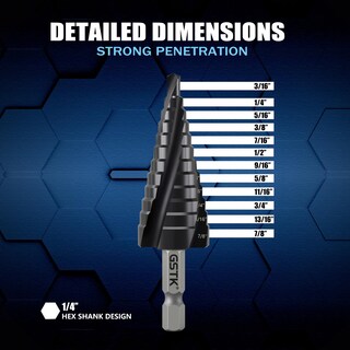 Foto 2 | Foto 2 | Juego De Brocas Step Drill Gstk Pro Max 3/16-7/8 Cobalt Para Metal - Venta Internacional.