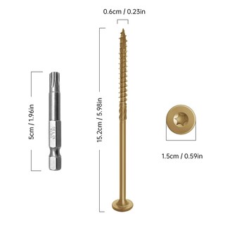 Foto 2 | Foto 2 | Tornillos De Cubierta Sahncaitechtrade 150 Piezas 6 Pulgadas Para Madera Con Broca T30 - Venta Internacional.