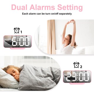 Foto 2 | Foto 2 | Despertador Digital Alanas Dual Alarms Con Snooze 2 Usb Color Rosa - Venta Internacional.