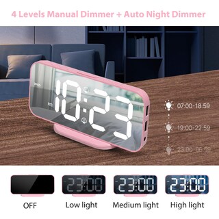 Foto 4 | Foto 4 | Despertador Digital Alanas Dual Alarms Con Snooze 2 Usb Color Rosa - Venta Internacional.