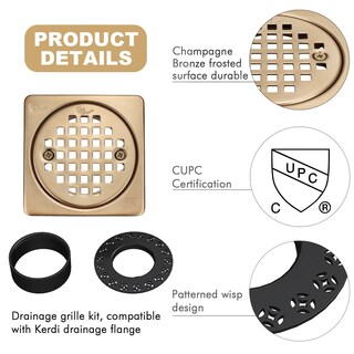 Foto 4 | Foto 4 | Kit De Desagüe De Ducha Yaseingoo De 10 Cm En Bronce Champán Con Brida De Abs - Venta Internacional.