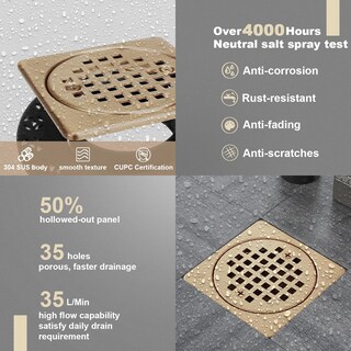 Foto 6 | Foto 6 | Kit De Desagüe De Ducha Yaseingoo De 10 Cm En Bronce Champán Con Brida De Abs - Venta Internacional.