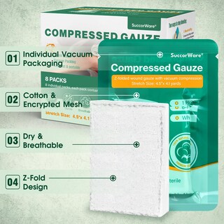 Foto 3 | Foto 3 | Gasa Comprimida Succorware Sterile 8 Paquetes 4 1 M X 4 5 Cm 6 Capas - Venta Internacional.