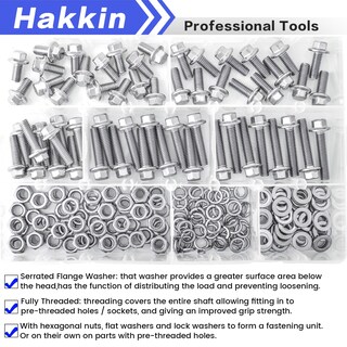 Foto 6 | Foto 6 | Kit De Tornillos Y Tuercas Con Brida Hakkin 224 Piezas M6-1.0 X 12/16/20/25/30 Mm - Venta Internacional.