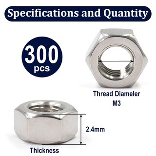 Foto 2 | Foto 2 | Tuercas Hexagonales Zqz M3-0.5 Mm De Acero Inoxidable 304 Paquete De 300 - Venta Internacional.