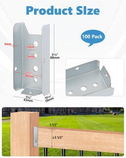 Foto 2 | Foto 2 | Soportes De Valla Aoklit Para Barandillas De Madera De 2 X 4 Unidades Paquete De 1 Mm De Grosor - Venta Internacional.