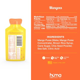 Foto 2 | Foto 2 | Gel Energético Hüma Con Sabor A Mango Y Chía Para Ejercicios De Resistencia  24 X 30 Ml - Venta Internacional.