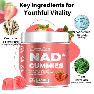 Foto 2 | Foto 2 | Suplemento Nutrataste Nad Gummies Anti-aging Energy 60 Unidades - Venta Internacional.