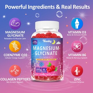 Foto 6 | Foto 6 | Complemente Las Gomitas De Glicinato De Magnesio Tewuky De 400 Mg Con Vitaminas - Venta Internacional.