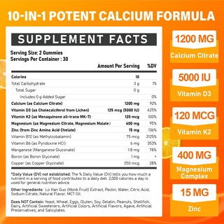 Foto 2 | Foto 2 | Suplemento De Calcio Veyttisy 1200 Mg Con Gomitas De Vitamina D3 - Venta Internacional.