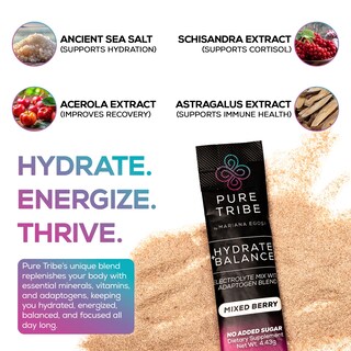 Foto 3 | Foto 3 | Paquetes De Electrolitos En Polvo Pure Tribe Hydrate+balance 30 Porciones - Venta Internacional.