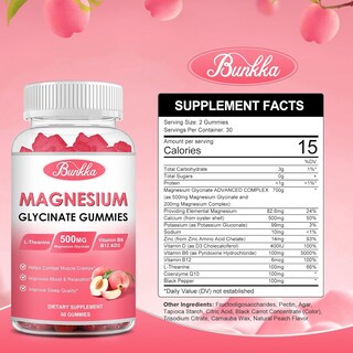 Foto 6 | Foto 6 | Gomitas De Glicinato De Magnesio Bunkka 500 Mg (paquete De 2) 120 Unidades - Venta Internacional.