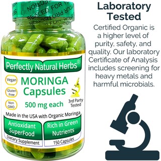 Foto 4 | Foto 4 | Cápsulas De Moringa  Hierbas Perfectamente Naturales  150 X 500 Mg  Orgánicas - Venta Internacional.