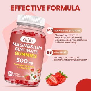 Foto 2 | Foto 2 | Gomitas De Glicinato De Magnesio Dilib 500 Mg Con Vitamina B6 120 Unidades - Venta Internacional.