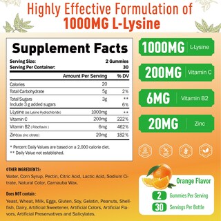 Foto 2 | Foto 2 | Gominolas De Lisina Sugawita Para El Tratamiento Del Herpes Labial 1000 Mg 2 X 120 - Venta Internacional.