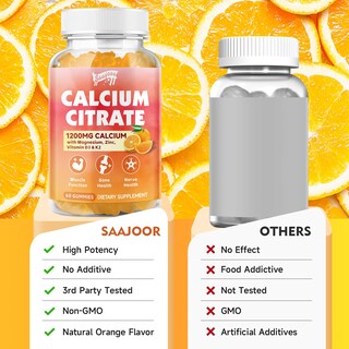 Foto 6 | Foto 6 | Gomitas De Citrato De Calcio Saajoor 1200 Mg Con Vitamina D3 K2 60 Unidades - Venta Internacional.