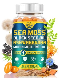 Foto 1 | Foto 1 | Complementa Las Cápsulas Blandas De Musgo Marino De Nature's Live Con Aceite De Semillas Negras - Venta Internacional.