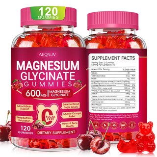 Foto 1 | Foto 1 | Gomitas De Glicinato De Magnesio Aeqnjv 600 Mg Con Vitamina D B6 120 Unidades - Venta Internacional.