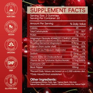 Foto 2 | Foto 2 | Gomitas De Glicinato De Magnesio Aeqnjv 600 Mg Con Vitamina D B6 120 Unidades - Venta Internacional.