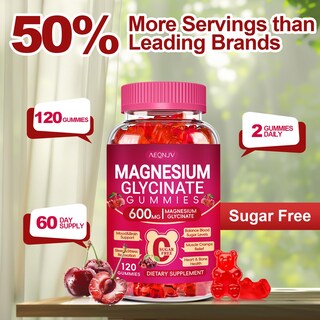 Foto 4 | Foto 4 | Gomitas De Glicinato De Magnesio Aeqnjv 600 Mg Con Vitamina D B6 120 Unidades - Venta Internacional.