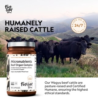 Foto 7 | Foto 7 | Órgano De Res Wagyu Liofilizado Supplement First Light Farms 180 Cápsulas - Venta Internacional.