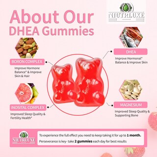 Foto 4 | Foto 4 | Suplemento De Gomitas Niutrluxe Dhea De 50 Mg/100 Mg Con Boro E Inositol - Venta Internacional.