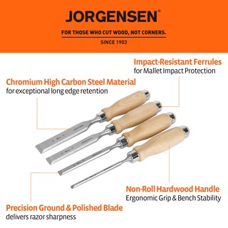 Foto 2 | Foto 2 | Juego De Cinceles Para Madera Jorgensen Acero Aleado Con Cromo 4 Piezas - Venta Internacional.